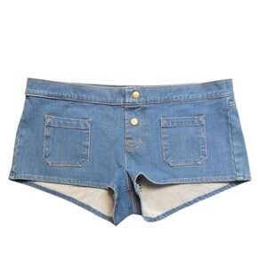 J Brand Denim Hot Shorts Medium Wash Gold Button Low Rise Womens Size L
